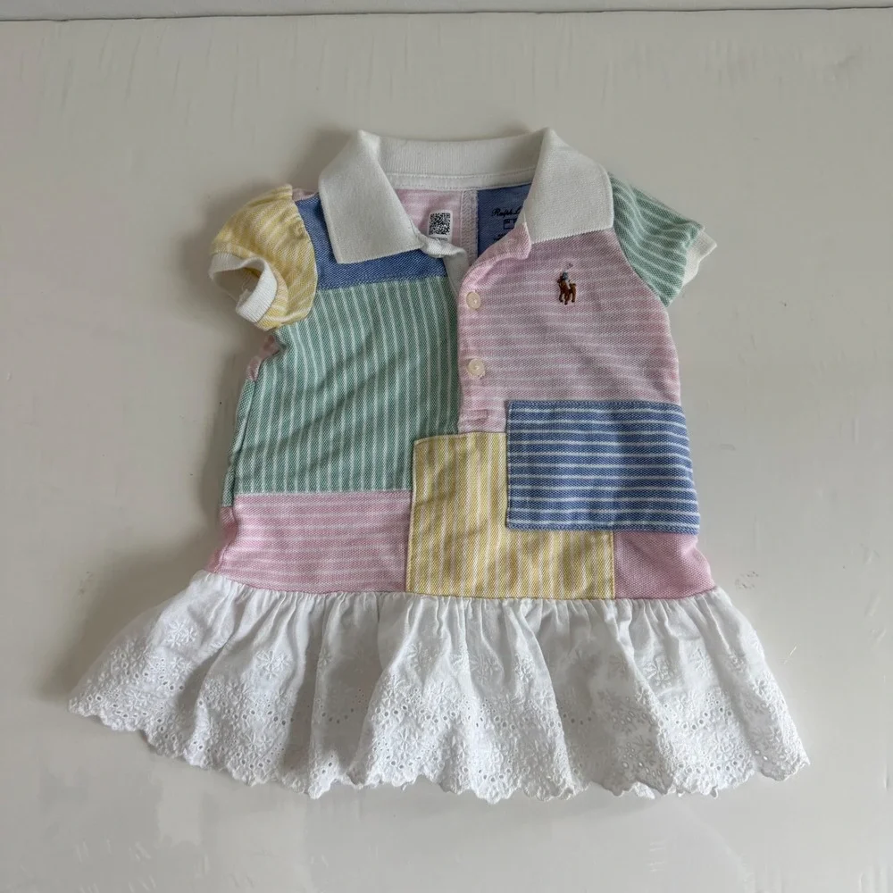 Ralph Lauren Baby Pastel Patchwork Dress Size 3 Months